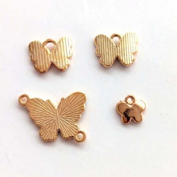 Whimsy Y2K Gold Tone Enamel Assorted Butterfly Mini Pendant Bracelet Charms - Picture 2 of 3